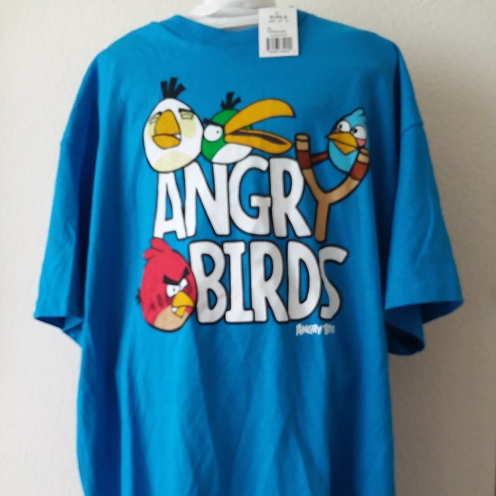 Angry Birds Turquoise Sling Shot T-Shirt Mens XL
